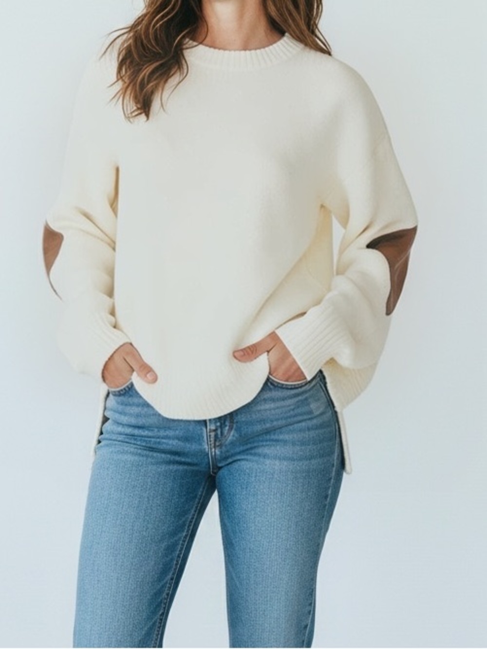 Hem & Thread NWT sweater L with elbow leather patches